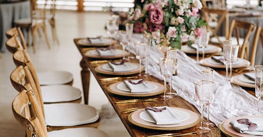 professionally decorated wedding table